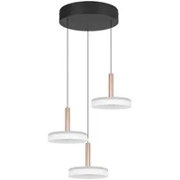 Trio LED Pendelleuchte Celeste, 3-flammig höhenverstellbar Glas, Weiß, Ø 35cm