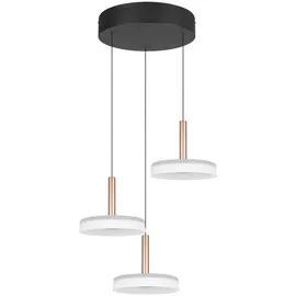 Trio LED Pendelleuchte Celeste, 3-flammig höhenverstellbar Glas, Weiß, Ø 35cm