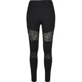 URBAN CLASSICS Flock Lace Inset Big Leggings Black 4XL