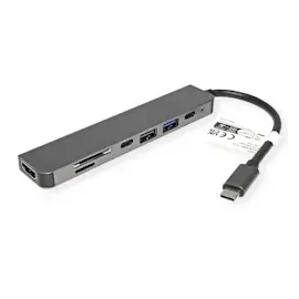 Value USB Typ C Dockingstation, HDMI 4K60, 2x USB2.0 (A+C) + 1x USB3.2 Gen1 (A), 1x PD, 1x SD/TF