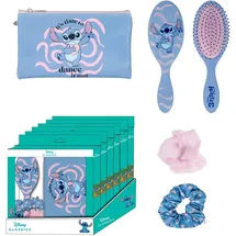 Cerdá LIFE'S LITTLE MOMENTS - Stitch Beauty Set - Farbe Blau - Komplettset - Enthält Haarbürste, 2 Haarzöpfe und Etui - Originalprodukt