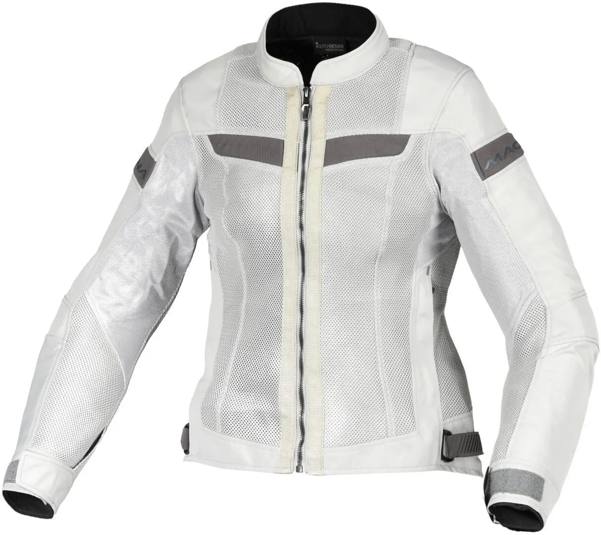 Macna Velotura Dames motorfiets textiel jas, grijs, XL Voorvrouw