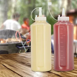 Relaxdays Quetschflasche, 1000 ml 4er Set, Transparent