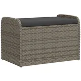 vidaXL Sitzbank mit Stauraum & Kissen Grau 80x51x52 cm Poly Rattan