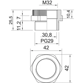 OBO Bettermann 2031471 107 ADA PG29-M32 Adapter PG - M Polyamid lichtgrau RAL 7035 PG29-M32 - 10 Stk.