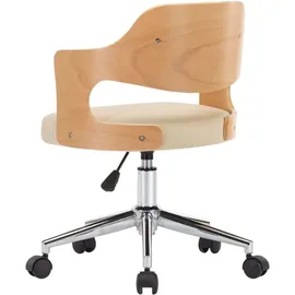 vidaXL Drehbarer Bürostuhl Kunstleder Creme