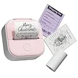 T02 Mini Drucker,Tragbarer Sticker Drucker,Fotodrucker für Smartphone,Inkless Thermodrucker,Tragbarer Kabelloser Notizdrucker Etikettendrucker Aufkleberdrucker für Memos,Zeitschriften,DIY,Rosa