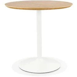 Kadima Design Tisch, Ø80 cm, Minimalistisch, Holz & Metall, Rund, Robust, Beige-Weiß