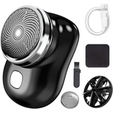 Mini Rasierer, (Schwarz) Rasierer Herren Elektrisch, Nass und Trockenrasierer, Mini Kurzer Barttrimmer Herren Elektrischer, USB Rechargeable Shaver, Elektrorasierer mit Ersatzklinge Putztuch