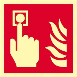 Schild Brandmelder, Kunststoff, langnachleuchtend, 160-mcd, 148x148 mm