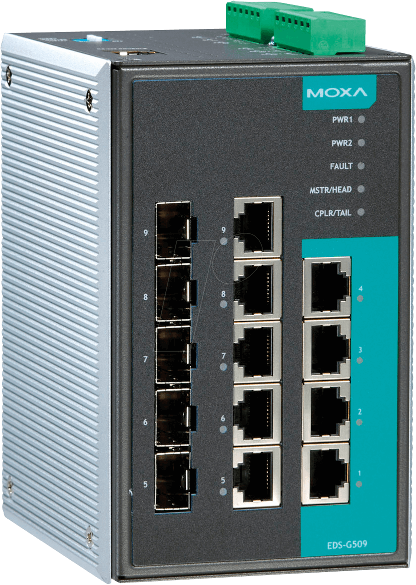 MOXA EDS-G509-T - Switch, 9-Port, Gigabit Ethernet, RJ45/SFP