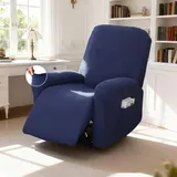 AnkekolyStar Sesselbezug, Relaxsessel Sesselbezug Stretchhusse mit Taschen, All-Inclusive Streifen-Jacquard Sesselschoner für Fernsehsessel Liege Sessel