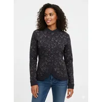 Ragwear Sweatjacke "AVALINA FLOWERS O", Damen, Gr. XS, schwarz, Sweatware, Obermaterial: 70% Baumwolle, 30% Polyester, geblümt, gemustert, normal, Rundhals, Sweatjacken Sweatjacke, mit Knopfverschluss, aus Baumwolle und Polyester, normale Passform