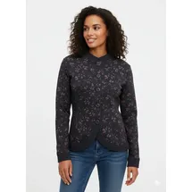 Ragwear Sweatjacke "AVALINA FLOWERS O", Damen, Gr. XS, schwarz, Sweatware, Obermaterial: 70% Baumwolle, 30% Polyester, geblümt, gemustert, normal, Rundhals, Sweatjacken Sweatjacke, mit Knopfverschluss, aus Baumwolle und Polyester, normale Passform