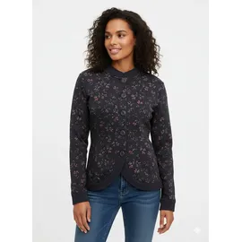 Ragwear Sweatjacke "AVALINA FLOWERS O", Damen, Gr. XS, schwarz, Sweatware, Obermaterial: 70% Baumwolle, 30% Polyester, geblümt, gemustert, normal, Rundhals, Sweatjacken Sweatjacke, mit Knopfverschluss, aus Baumwolle und Polyester, normale Passform