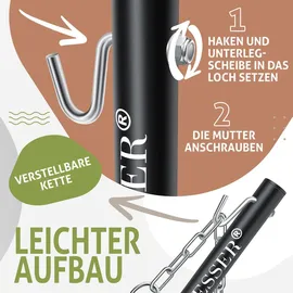 Kesser KESSER® Hängematte HILL mit Gestell Kissen Doppelhängematte für 2 Personen-Stabiler Rahmen 200kg Belastbarkeit Indoor & Outdoor XXL Hängesess... - Grau