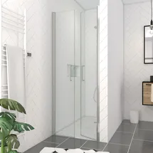 Marwell Aurlane Dusch-Schwingtür mit Pendeltür 80 x 200 cm Silber Beschichtet 6 mm
