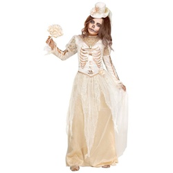 Fun World Kostüm Viktorianische Geisterlady Kostüm für Mädchen, Cremeweißes Geisterkostüm im Stil des 19. Jahrhunderts weiß 140-152