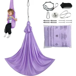 VEVOR Aerial Yoga Hängematte Set 2,8 x 1,6 m, Lila Aerial Yoga Swing Air Fliegen, Kinder Aerial Yoga Hammock Swing 250 kg Max.Tragfähigkeit, inkl. Yoga-Socken & O-förmige Schlinge & Deckenhalterung