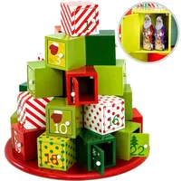 Wiederverwendbarer Adventskalender Aus Holz, Verschiedene Designs, 24 Individuell Befüllbare Schubladen, Weihnachtsdekoration, Geschenkidee, Crezuo Geschenkberg