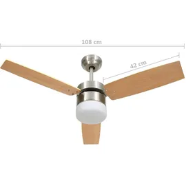 vidaXL Deckenventilator mit Licht und Fernbedienung 108 cm Hellbraun