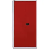 BISLEY Stahlschrank Metall 91,4 x 40,0 x 195,0 cm grau/rot 4 Fachböden abschließbar