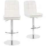 dubi möbel 2er Set Barhocker Höhenverstellbar, 360° drehbar, Barstuhl mit Rückenlehne, doppelt gepolsterter Sitz & Rückenpolster, Stoff Creme, extra Stabiler Tellerfuß in Chrom, Modell Juno