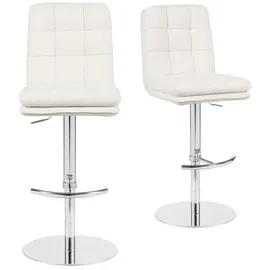 dubi möbel 2er Set Barhocker Höhenverstellbar, 360° drehbar, Barstuhl mit Rückenlehne, doppelt gepolsterter Sitz & Rückenpolster, Stoff Creme, extra Stabiler Tellerfuß in Chrom, Modell Juno