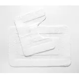 Penguin Home® Microfaser Plüsch Weiche Badematte 2er Set|Box-Weiß|Rechteck- und U-förmige Kontur|saugfähig waschbar WC-Teppich Badvorleger Sets 2 Stück rutschfeste Latexrückseite |50x80&50x40cm