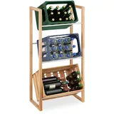 Relaxdays Getränkekistenregal, HxBxT: 112 x 58 x 32 cm, Getränkekistenständer für 3 Kisten, Holz Metall, 58x112x32 Küchenzubehör, Flaschenträger