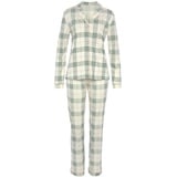 VIVANCE DREAMS Damen Pyjama creme-grün-kariert Gr.32/34