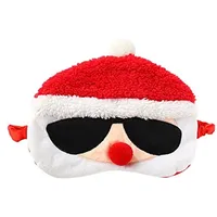 Ulife Mall Lustig Weihnachtsmann Schlafmaske Weihnachten Plüsch Schlafbrille Augenbinde für Schlafen Reisen Augenmaske Schlafmasken Augenabdeckung für Kinder Mädchen Jungen Damen, Rot