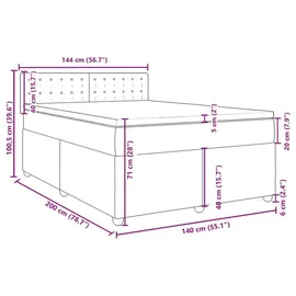 vidaXL Boxspringbett mit Matratze Hellgrau 140x200 cm Stoff
