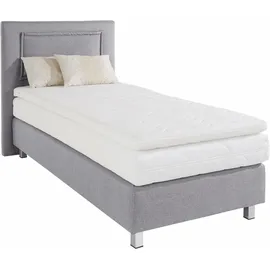 Westfalia Schlafkomfort Boxspringbett, inkl. Kaltschaum-Topper und Zierkissen Strukturstoff, Liegefläche B/L: 90 cm x 200 cm, H2, 7-Zonen-Kaltschaummatratze, grau Boxspringbett, Made in Germany - Möbel