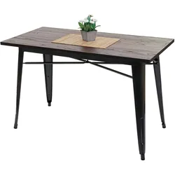 Mendler Esszimmertisch HWC-H10a, Tisch Bistrotisch, Metall Ulme Holz Industrial Gastronomie FSC® schwarz-braun 120x60cm