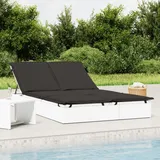 Vidaxl 2-person Sunbed With Cushions White Poly Rattan