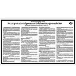 Schild I Aushang Auszug allgemeiner Unfallverhütungsvorschriften, Kunststoff, 430x260mm