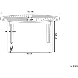 Beliani Tolve Gartentisch 150 x 150 x 74 cm Hellbraun