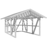 SKANHOLZ Skan Holz Carport Schwarzwald m. Dachlattung u. Rückwand 424 x 600 cm Weiß