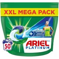 Ariel Platinum Waschkapseln + Febreze Odour Defence All in 1 Pods, Mega Pack, 50 Waschgänge