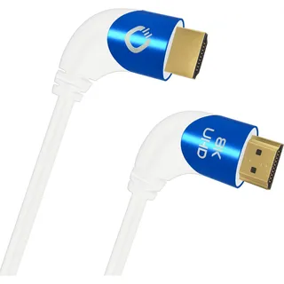 Oehlbach Shape Magic 90 UHD - 8K Ultra High Speed 2.1 HDMI-Kabel - Zertifiziert 48 Gbps (90 Grad Winkelstecker, OFC Kupfer, 4K@120Hz, 8K@60Hz, eARC, dynamisches HDR) weiß