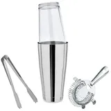 ich-zapfe Boston Shaker Set Klein mit Mixing Glas, Sieb & Eiswürfelzange