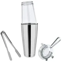 ich-zapfe Boston Shaker Set Klein mit Mixing Glas, Sieb & Eiswürfelzange