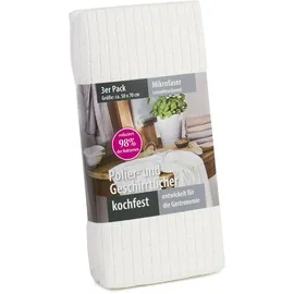 Gözze - Geschirrtuch-Set, 3-teilig, Mikrofaser-Poliertuch, 50 x 70 cm - Creme
