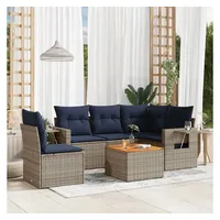 vidaXL Gartensofa-Set 6-tlg. grau Polyrattan