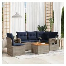 vidaXL Gartensofa-Set 6-tlg. grau Polyrattan