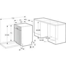 Gorenje G400 GU642D90W Einbau-Geschirrspüler (unterbaufähig, 599 mm breit, Weiß)