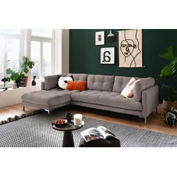 Ecksofa TRENDS BY HG "Landau L-Form", grau, B:275cm H:75cm T:158cm, Sofas, in Cord-Stoff mit Metallfuß