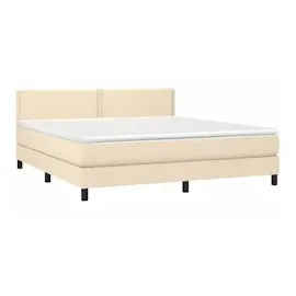 vidaXL Boxspringbett mit Matratze & LED Creme 180x200 cm Stoff