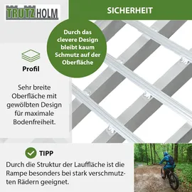 Trutzholm 1 x Auffahrrampe 230 cm Traglast 680 kg Alu klappbar grau Riffelstab Rampe Verladerampe
